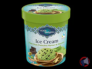 Rappel produit Crème glacée Dubaï Style saveur pistache et chocolat 500mL 1001 delights