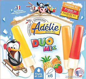Rappel produit ADELIE BATONNET DUO MIX 6x47mL FRAISE - ABRICOT - ANANAS ADELIE