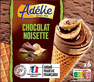 Rappel produit ADELIE CONE GOURMAND CHOCOLAT NOISETTE 6x110mL ADELIE