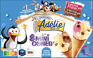 Rappel produit ADELIE MINI CONE 8x70mL VANILLE FRAISE - VANILLE CHOCOLAT ADELIE