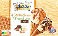 Rappel produit ADELIE ADELIE MINI CONE VANILLE CARAMEL - VANILLE PRALINE 8x70mL