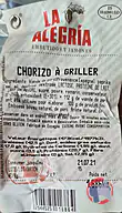 Rappel produit CHORIZO A GRILLER LA ALEGRIA