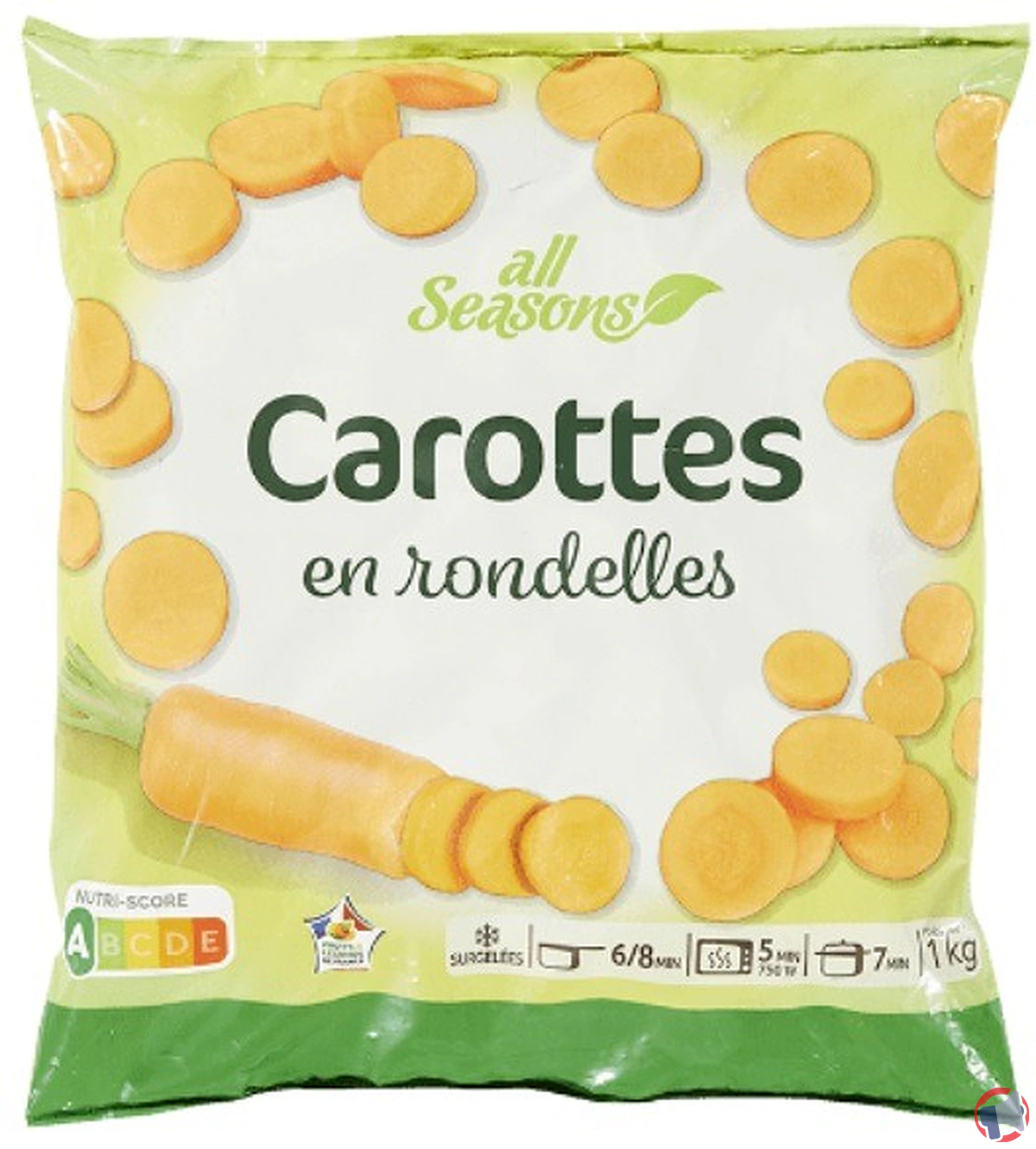 Rappel de carottes en rondelles surgelées de la marque All Seasons