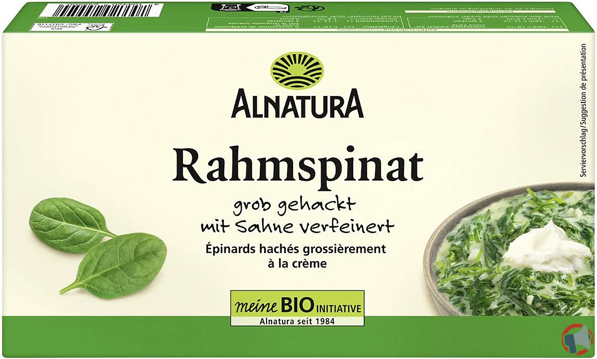 Rappel de produit : épinards à la crème bio Alnatura