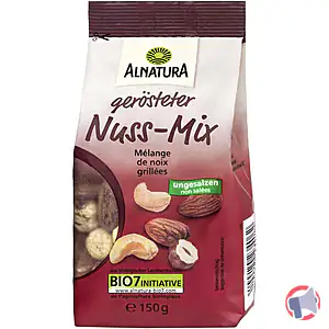 Rappel produit Geröster Nuss-Mix (mélange de noix grillées et non salées) Alnatura