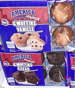Rappel produit Muffins choco et vanille pépite choco 450g America