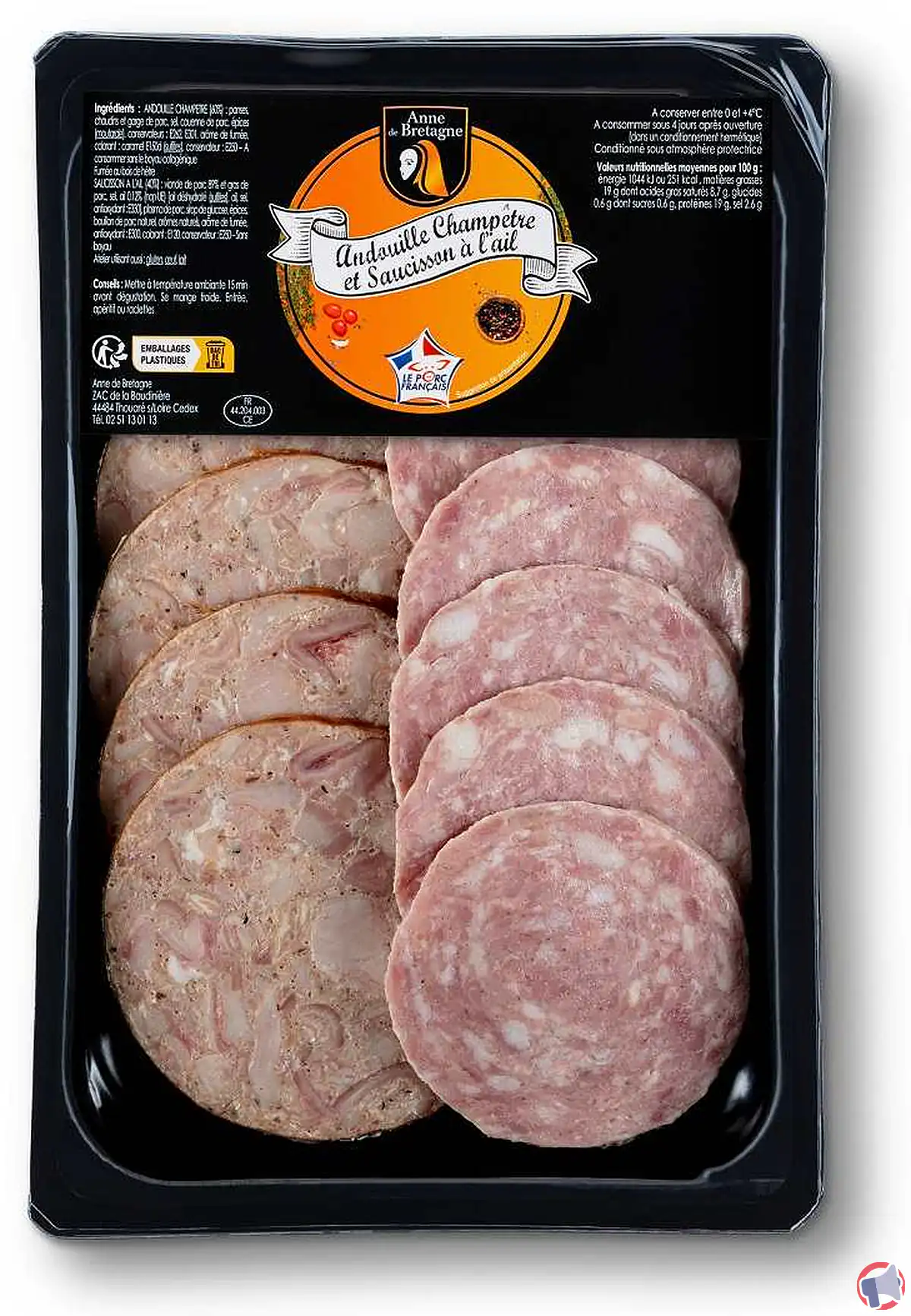 Rappel du produit anne bretagne barquette andouille champêtre