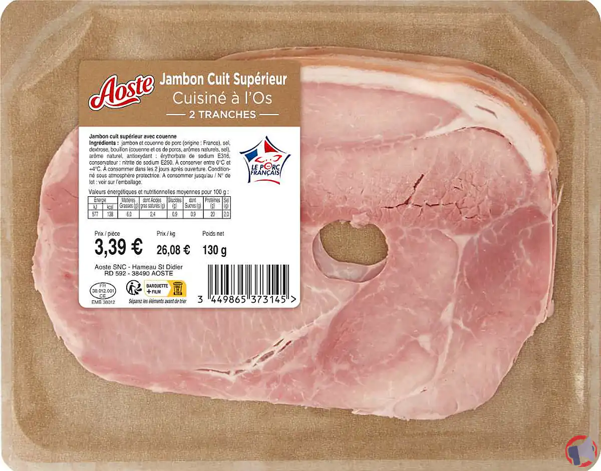 Rappel du jambon cuit supérieur Aoste : précautions et informations