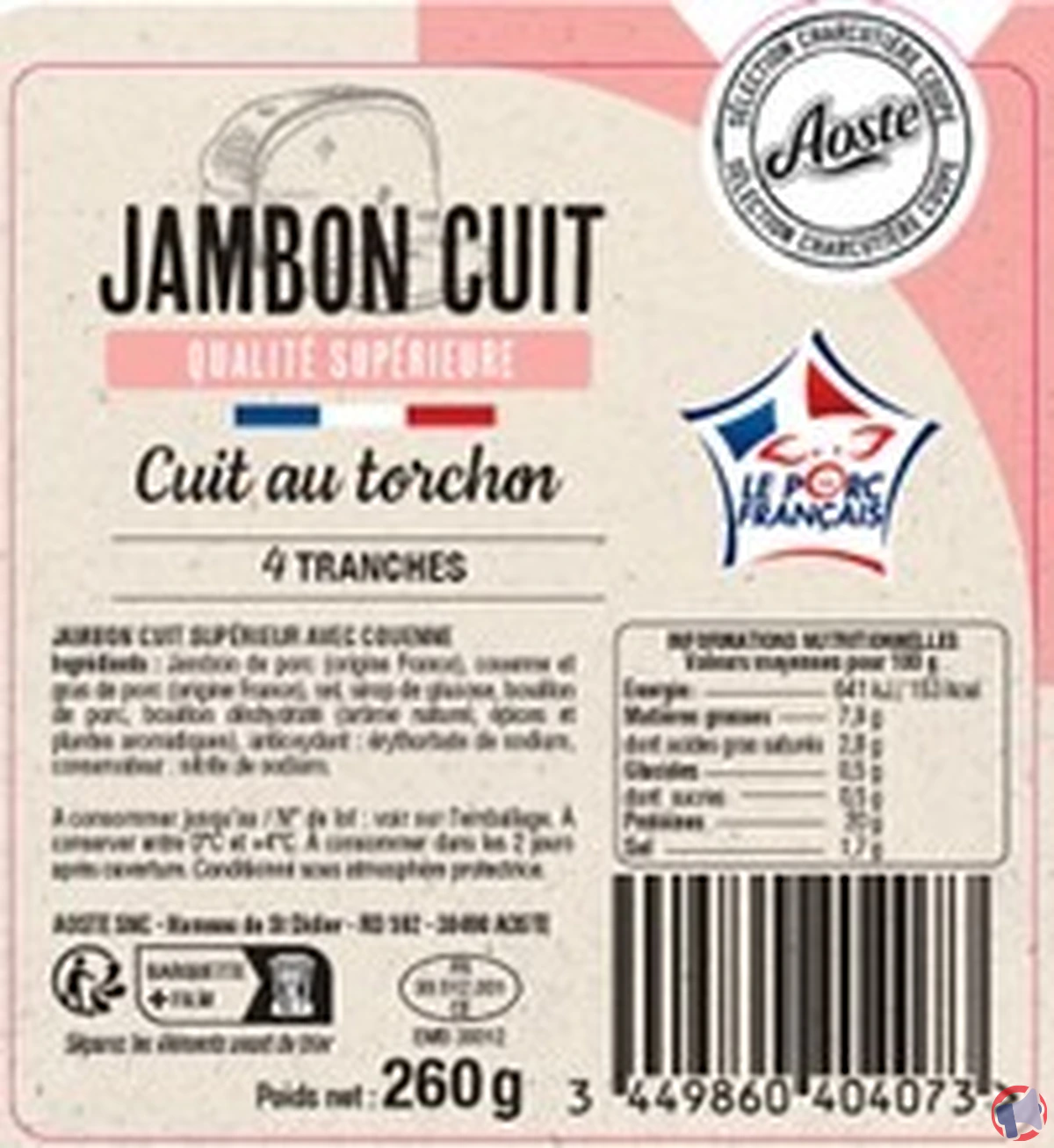 Aoste jambon cuit torchon qualité : rappel produit et informations essentielles