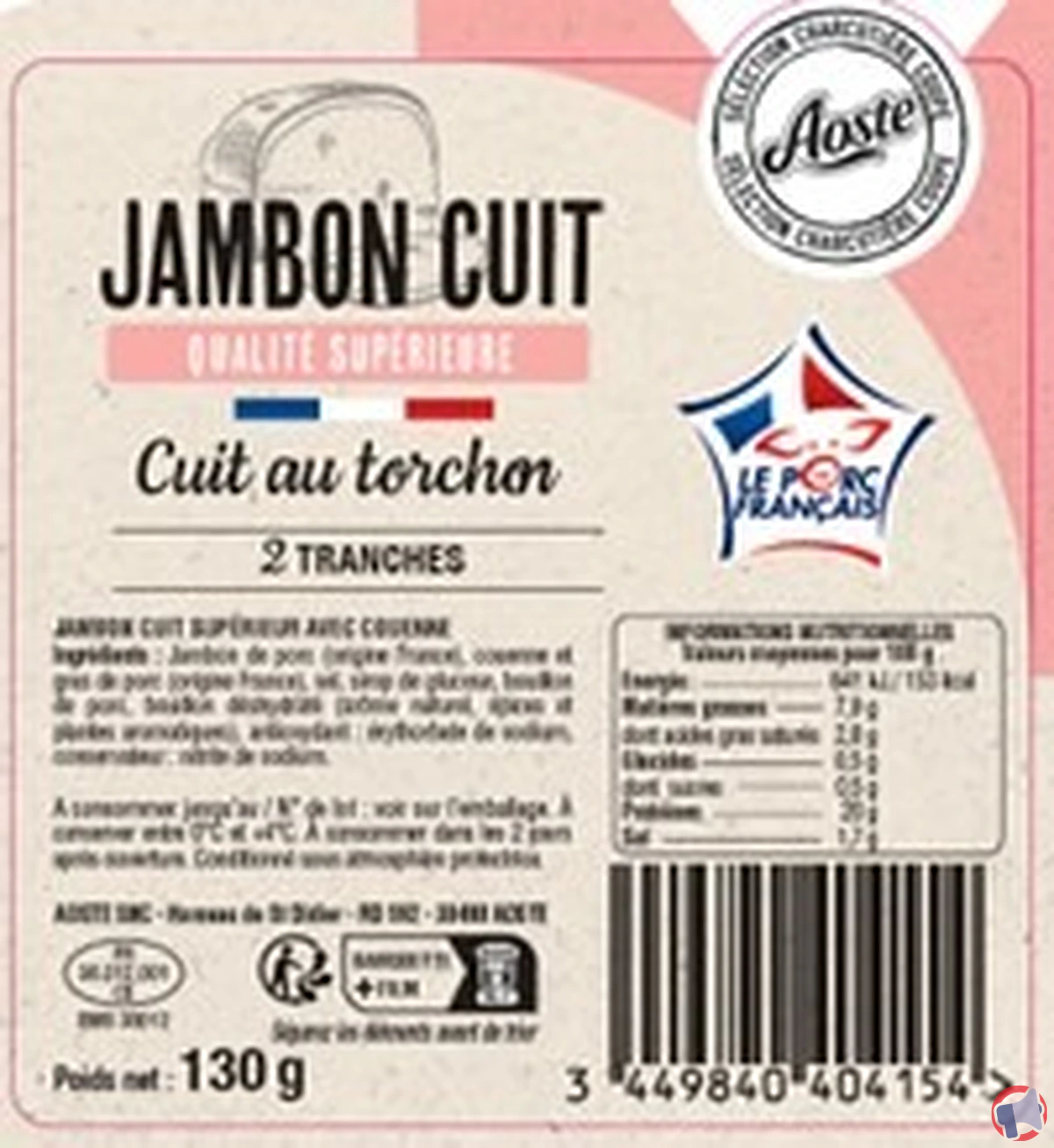 Aoste - jambon cuit torchon qualité 20110 : analyse du rappel et conséquences pour les consommateurs