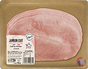 Rappel produit Jambon cuit au torchon Sans Couenne Aoste 4 tranches 240g AOSTE