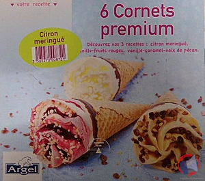 Rappel produit 6 CORNETS GLACES PREMIUM CITRON MERINGUE ARGEL