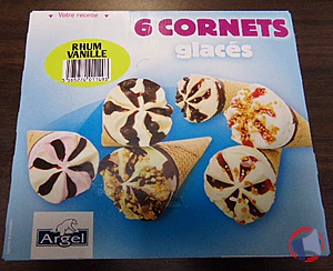 Rappel produit 6 CORNETS GLACES RHUM VANILLE ARGEL