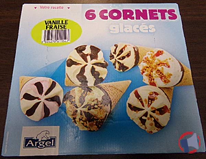 Rappel produit 6 CORNETS GLACES VANILLE FRAISE ARGEL