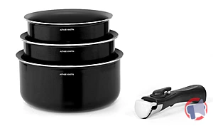 Rappel produit Jeu de 3 casseroles 16/18/20cm avec poignée amovible Arthur Martin