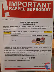Rappel produit DONUT ASSORTIMENT ASSORTIMENT SANS MARQUE