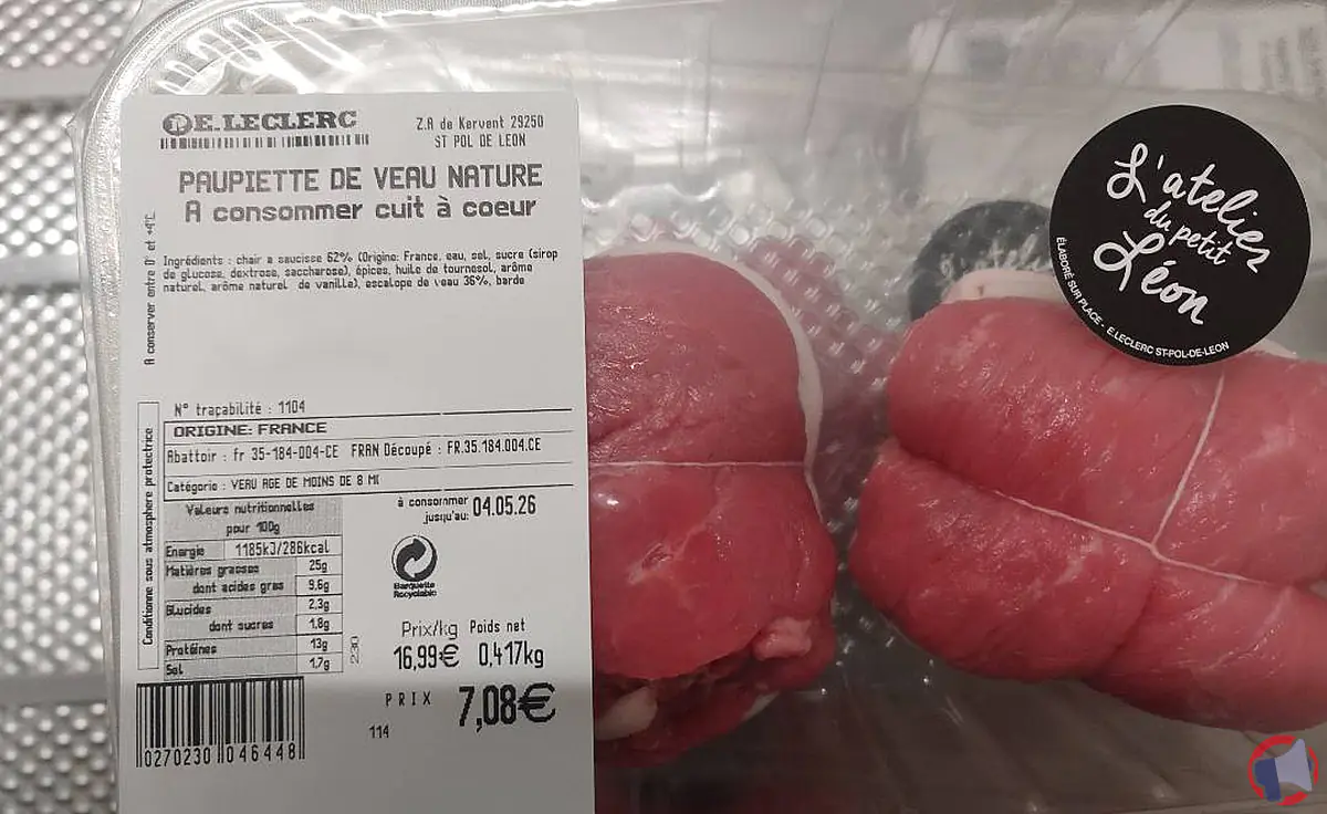 Rappel produit : atelier petit léon paupiette de veau – mesures et précautions