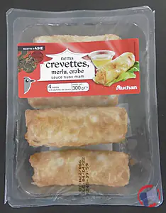 Rappel produit 4 nems crevettes, merlu, crabe Auchan