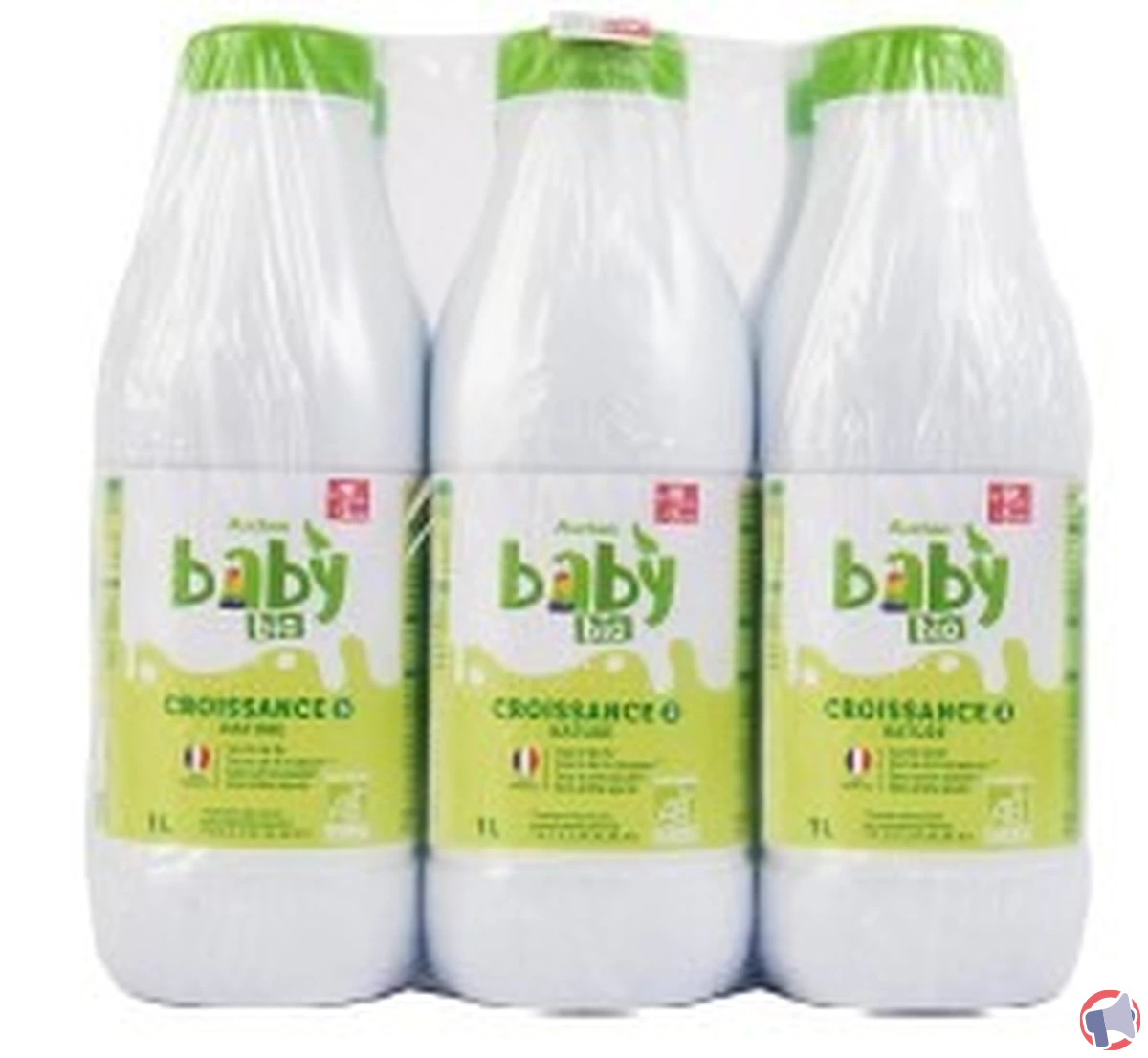 Rappel produit : Auchan Baby Bio Croissance 6x1 L