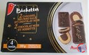Rappel produit AUCHAN Bûchettes Caramel chocolat / Noisette Chocolat X4 310G AUCHAN