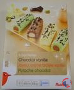 Rappel produit AUCHAN Bûchettes Vanille/Chocolat/Crème brûlée/Pistache x 6 600mL AUCHAN