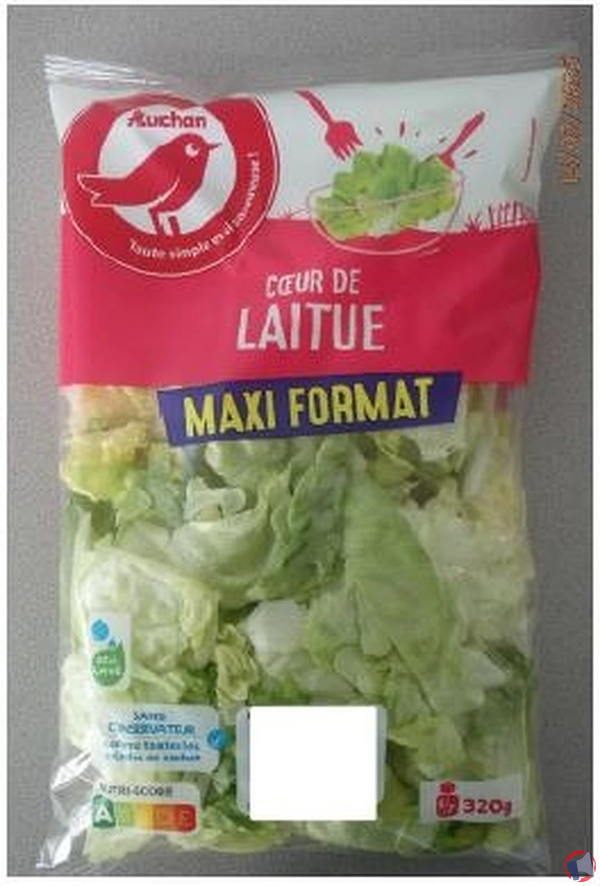 Rappel produit : Auchan cœur de laitue 320 g pour risque de listériose