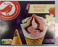 Rappel produit AUCHAN AUCHAN CONE X6 VANILLE FRAISE