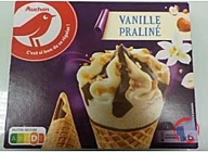 Rappel produit AUCHAN AUCHAN CONE X6 VANILLE PRALINE