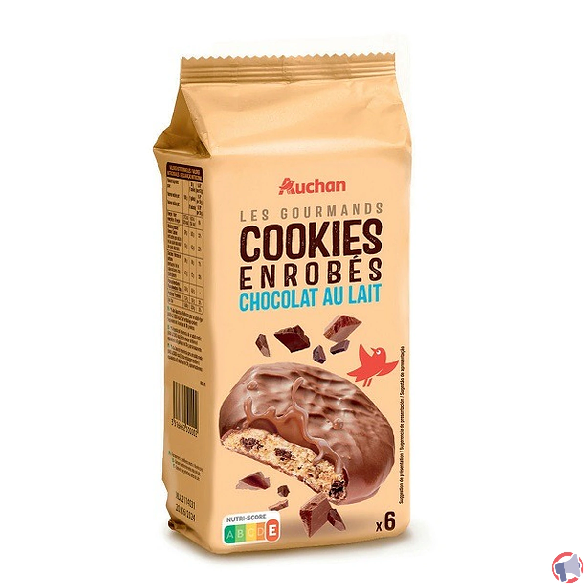 Rappel de produit : Auchan cookies enrobés de chocolat 180g