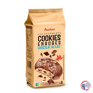 Rappel produit AUCHAN COOKIES ENROBES DE CHOCOLAT 180G AUCHAN