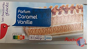 Rappel produit AUCHAN FEUILLETE VANILLE CARAMEL 342G AUCHAN