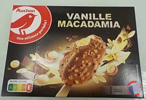 Rappel produit AUCHAN GG VAN MACADAMIA X4 270G AUCHAN
