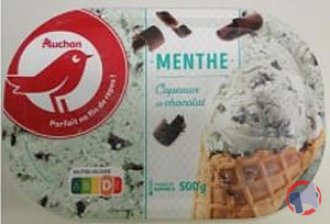 Rappel produit AUCHAN GLACE MENTHE CHOCO 500G AUCHAN