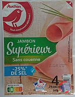 Rappel produit AUCHAN JAMBON SUPERIEUR DECOUENNE DEGRAISSE 4 TRANCHES AUCHAN (photo numéro 1)