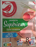 Rappel produit AUCHAN JAMBON SUPERIEUR DECOUENNE DEGRAISSE 8 TRANCHES AUCHAN (photo numéro 1)