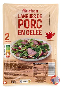 Rappel produit AUCHAN LANGUE DE PORC EN GELEE TRANCHEE 180G AUCHAN