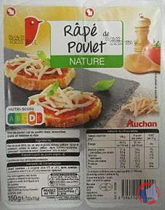 Rappel produit AUCHAN RAPE DE POULET NATURE 2X75G=150G AUCHAN