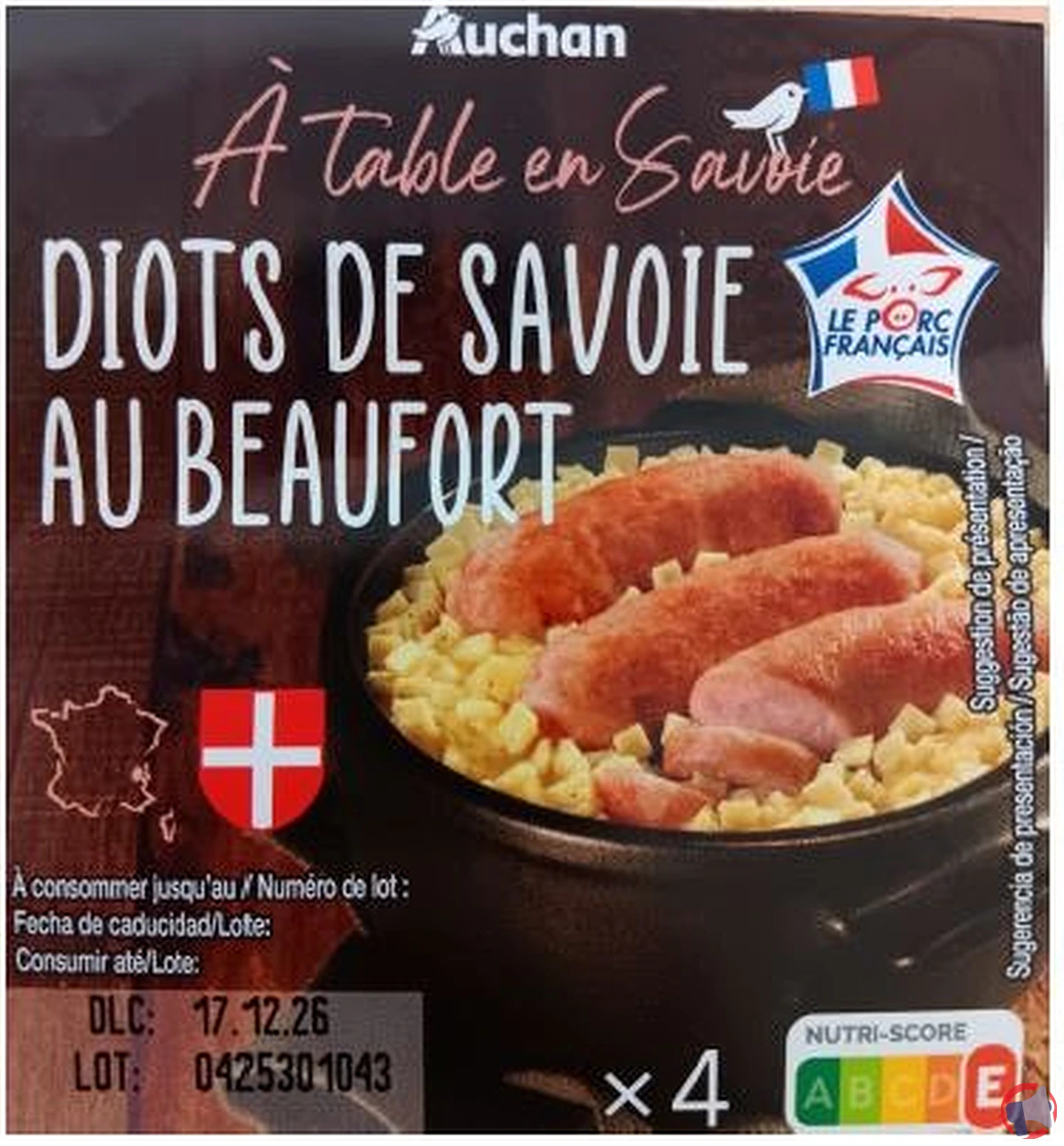 Rappel de produit : Auchan terroir diots savoire