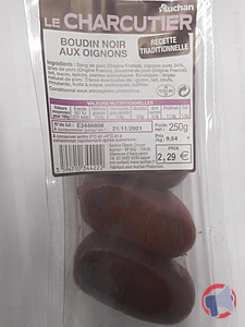 Rappel produit BOUDIN NOIR AUX OIGNONS AUCHAN