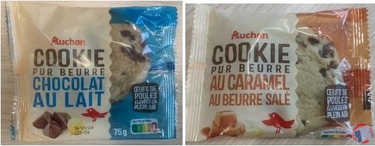 Rappel de produit : Cookie Chocolat au Lait + Caramel au Beurre Salé de la marque Auchan