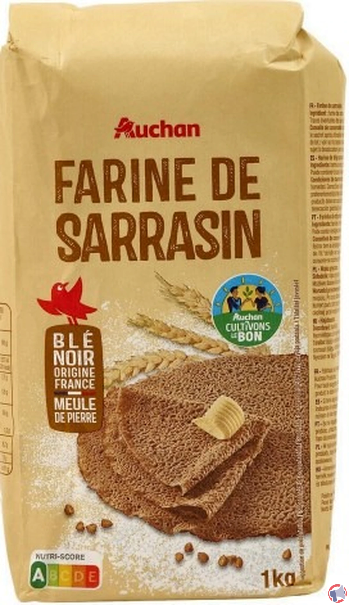 Rappel produit : auchan farine de sarrasin « meule de pierre » (que faire si vous l’avez achetée)