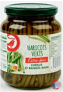 Rappel produit HARICOTS VERTS EXTRA FIN RANGES MAIN 345G AUCHAN