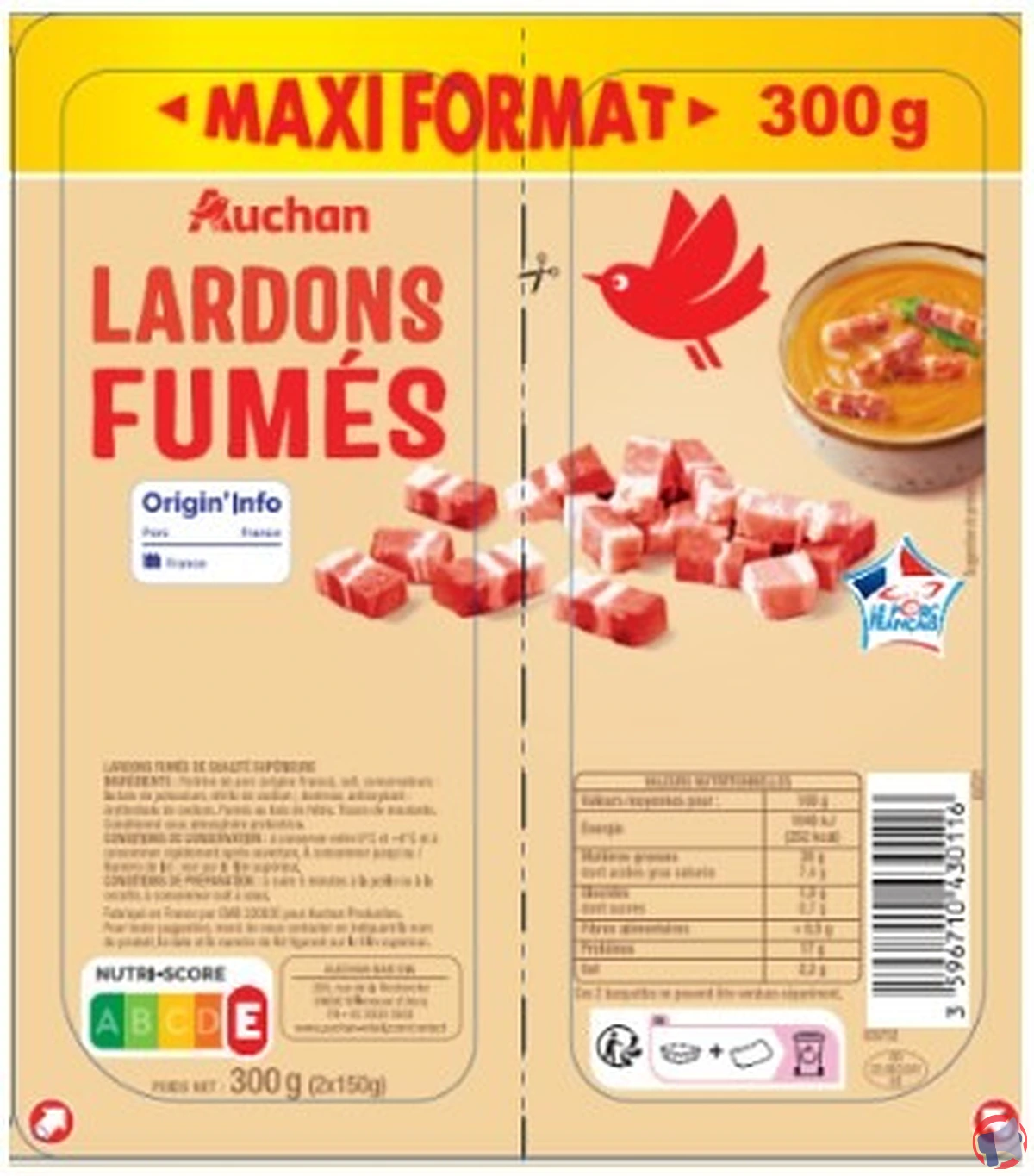 Rappel de lardons nature VPF 2 x 100 g Auchan : vérifiez votre produit et suivez les consignes
