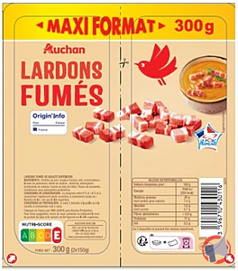 Rappel produit LARDONS NATURE VPF 2X100G AUCHAN / LARDONS NATURE VPF 2X150G AUCHAN / LARDONS FUMES VPF 2X100G AUCHAN / LARDONS FUMES VPF 2X150G AUCHAN AUCHAN