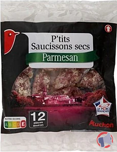 Rappel produit PETIT SAUCISSON PARMESAN 75G AUCHAN