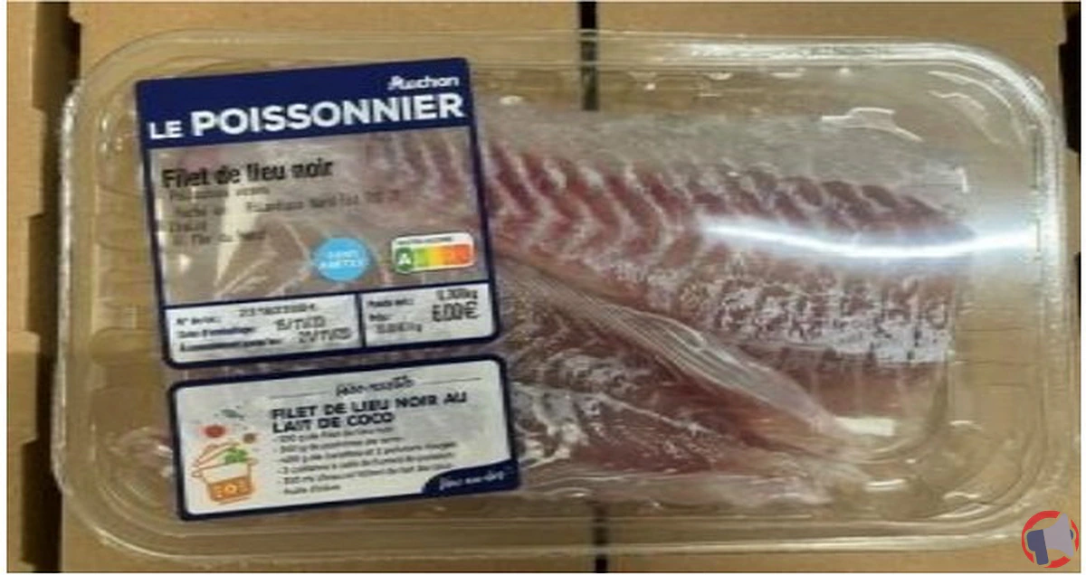 Rappel produit : filet de lieu noir sans arêtes au Auchan Poissonnier (300 g)