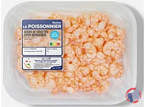 Rappel produit QUEUE DE CREVETTE CUITE REFRIGEREE DECO SANS SULFITE 220G AUCHAN LE POISSONNIER