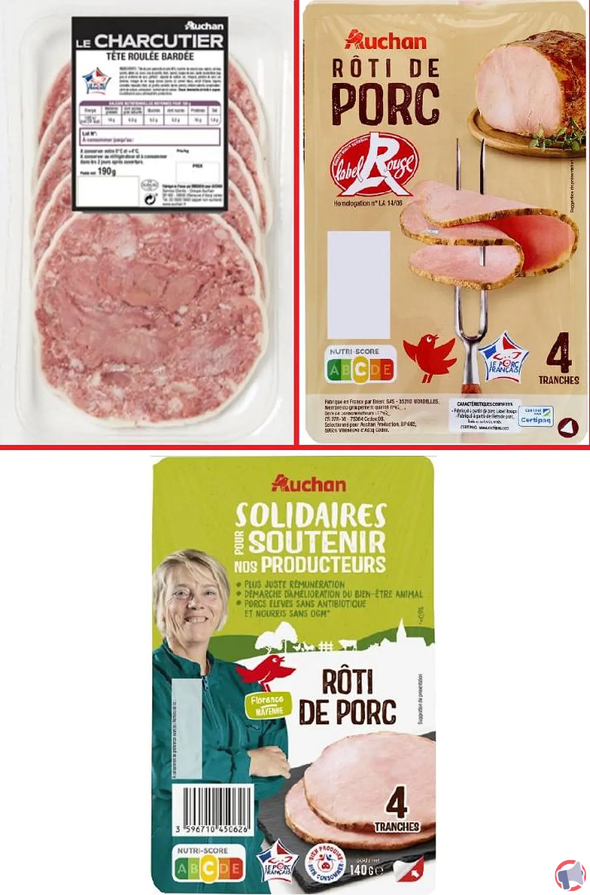 Rappel de produits Auchan : tête roulée bardée et rôti de porc contaminés par la listeria