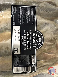 Rappel produit FILETS DE HARENGS FUMES SOUS VIDE LA BARRE