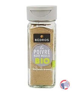 Rappel produit POIVRE NOIR MOULU BIO BEDROS